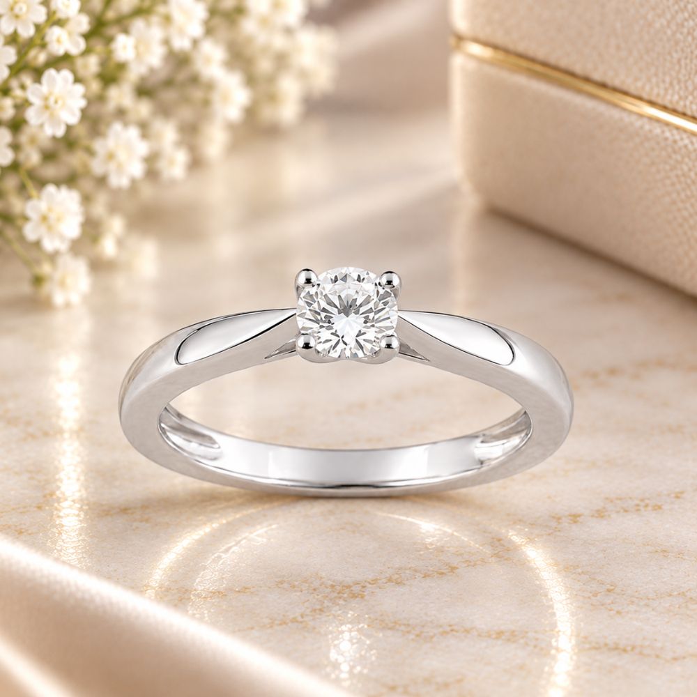 solitaire diamant 0.50ct or blanc
