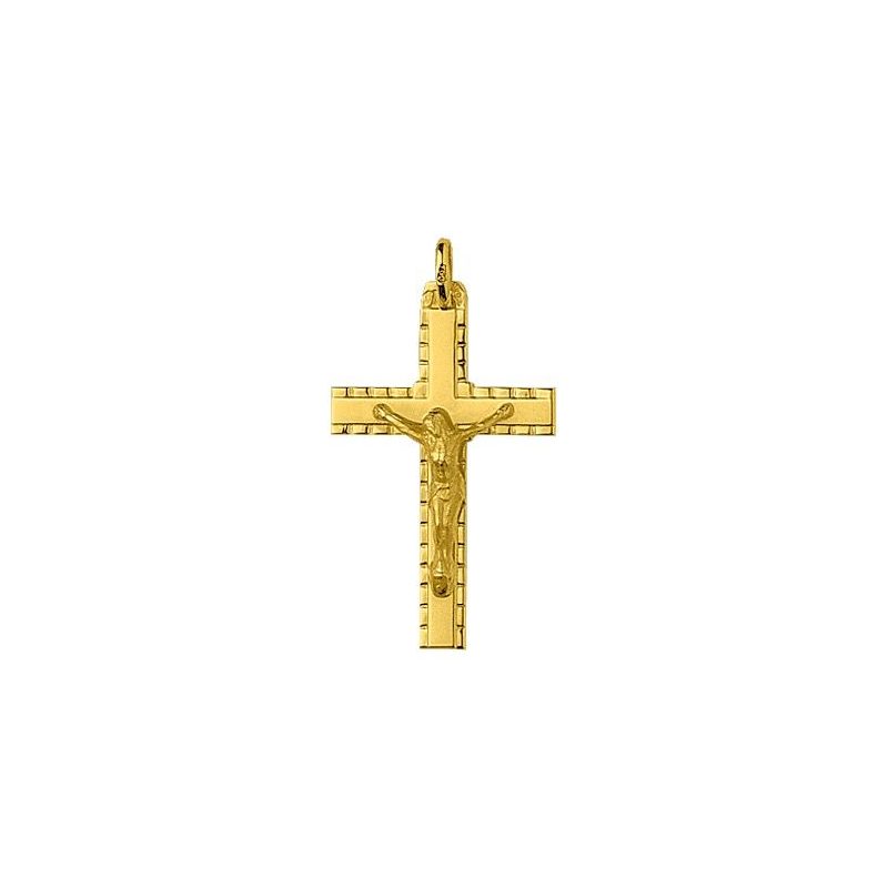 Croix Striée avec Christ Or Jaune