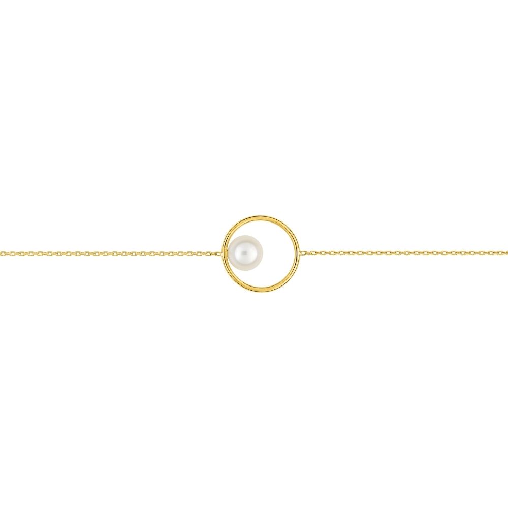Bracelet or jaune cercle avec perle