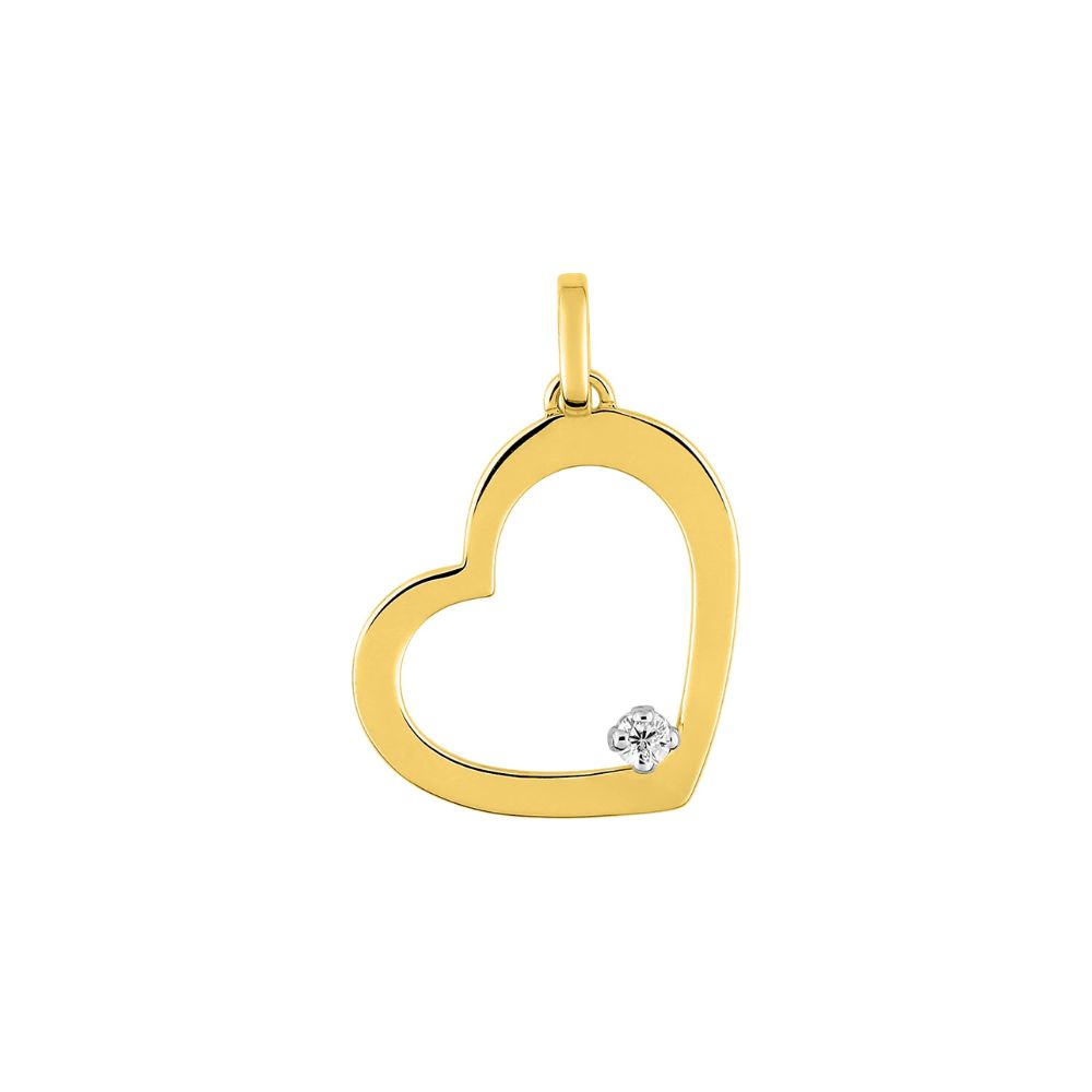 pendentif or jaune coeur et diamant