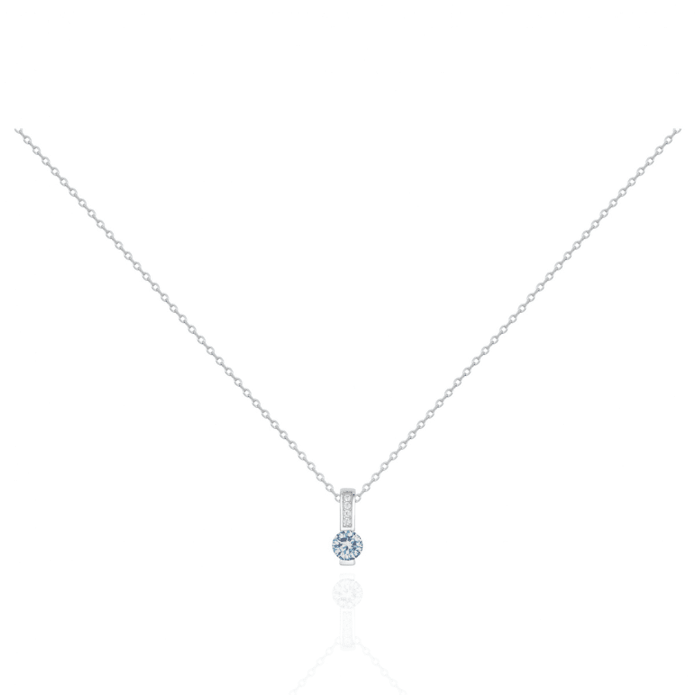 Collier Argent Pendant Pierre Bleue Claire et Blanches