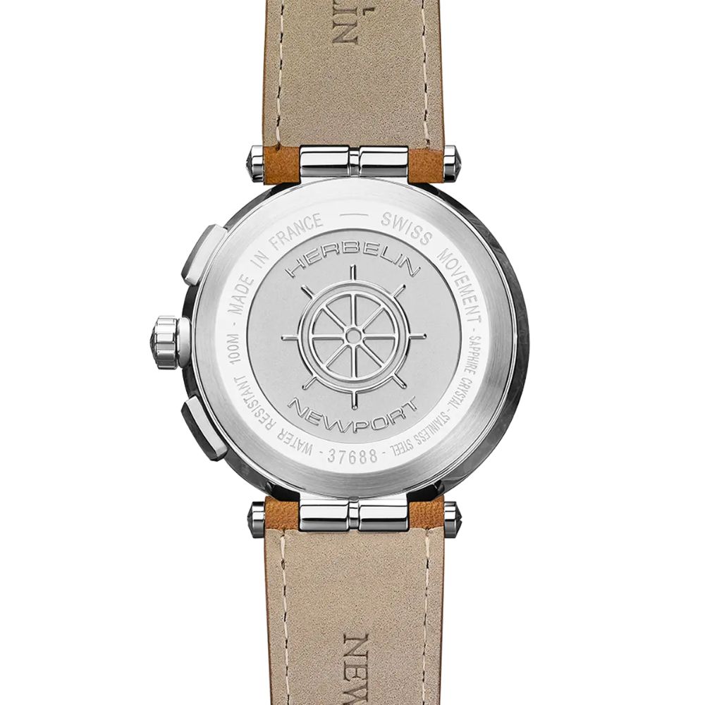herbelin-newport-chrono- 37688A42GD (2) Montre homme Herbelin Newport Chrono, cuir camel, acier – Image 3
