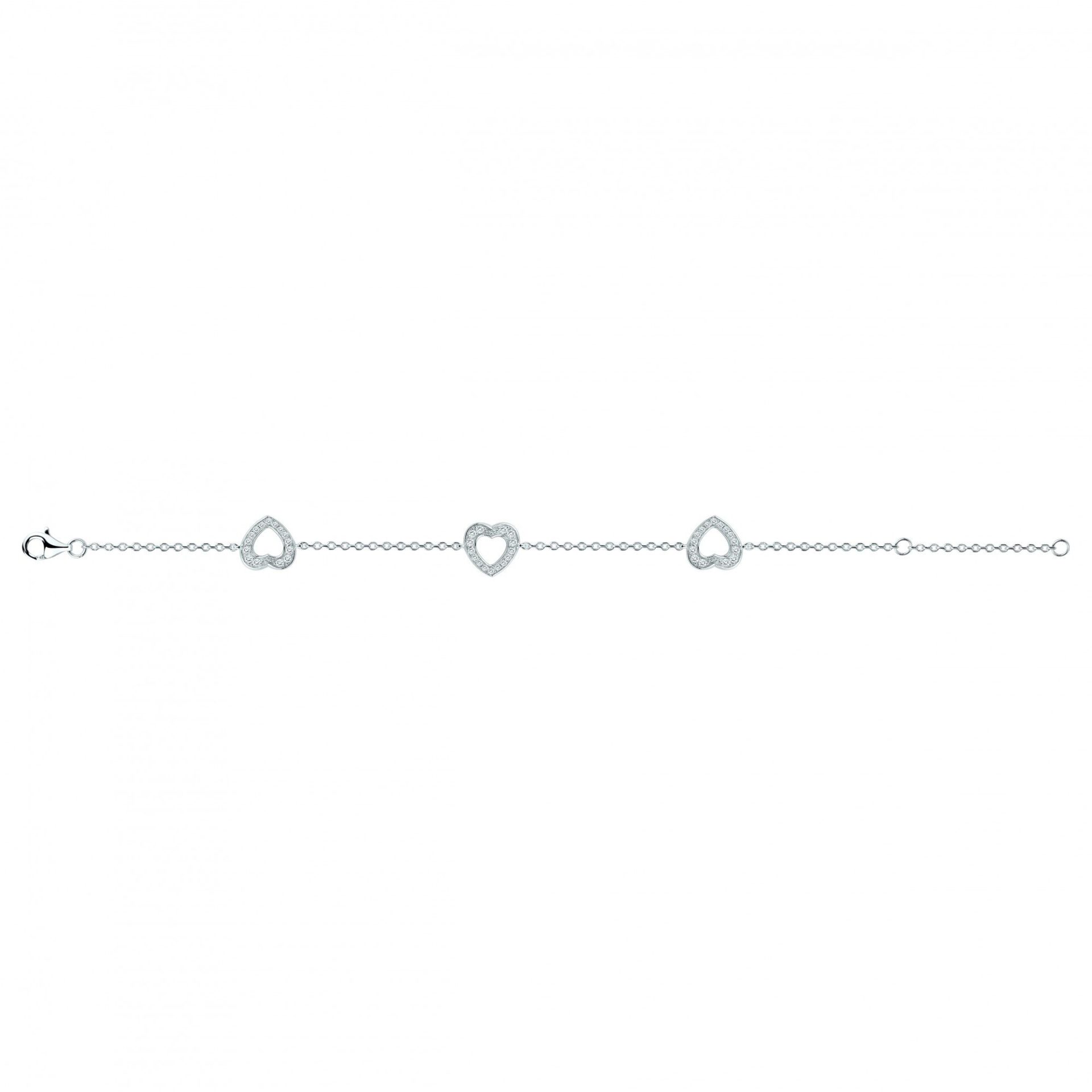 70300064 Bracelet Triple Cœurs Pavés Oxydes Argent Rhodié – Image 2