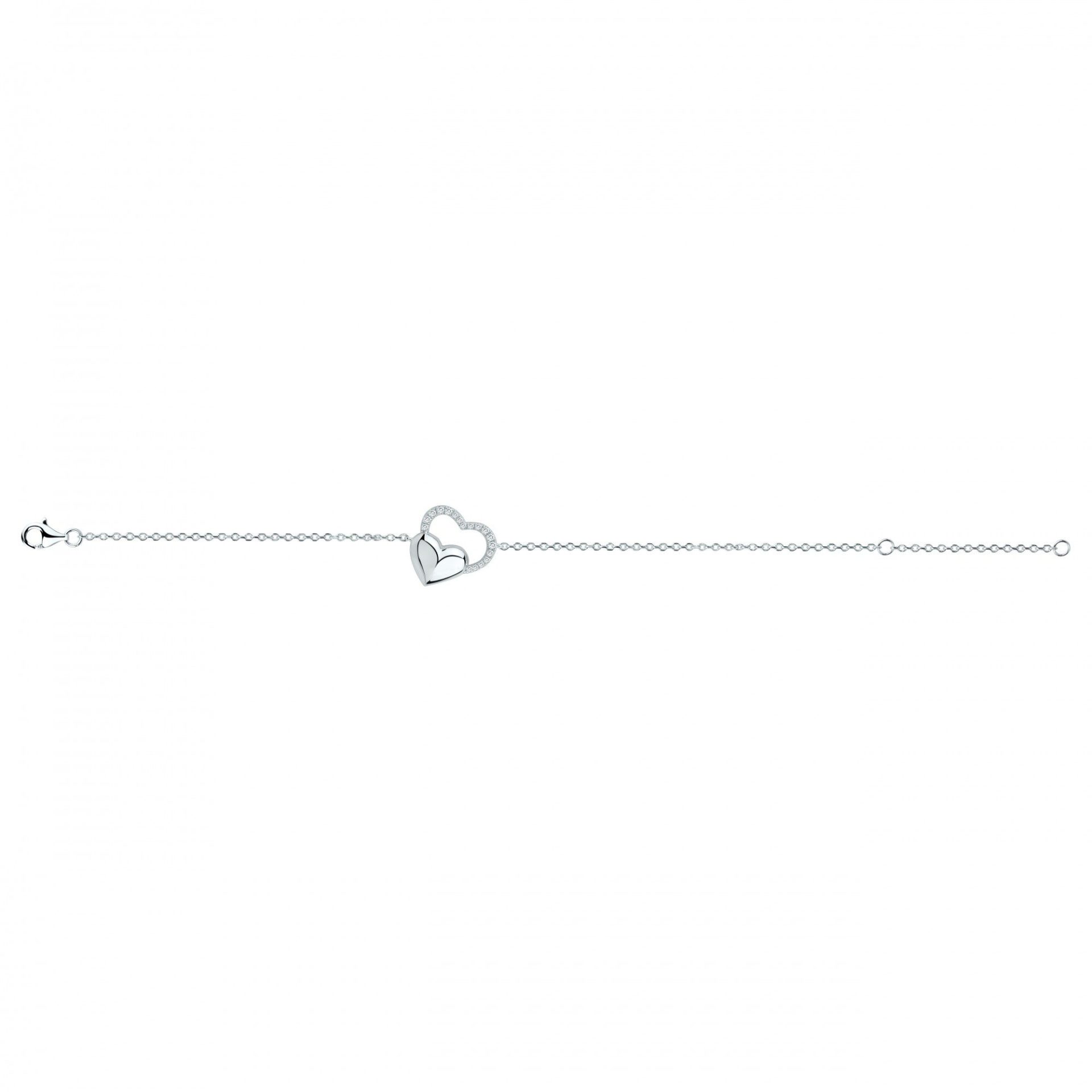 70300067 Bracelet Double Cœurs Oxydes Argent Rhodié – Image 2