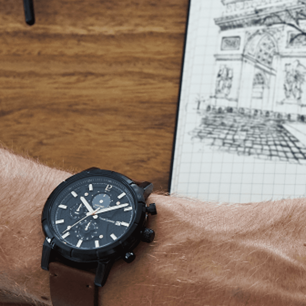 montre-homme-pierre-lannier-chronographe-quartz-criterium-cuir-224H434 (2) Montre Criterium Chronograph Noire Cuir Marron – Image 3