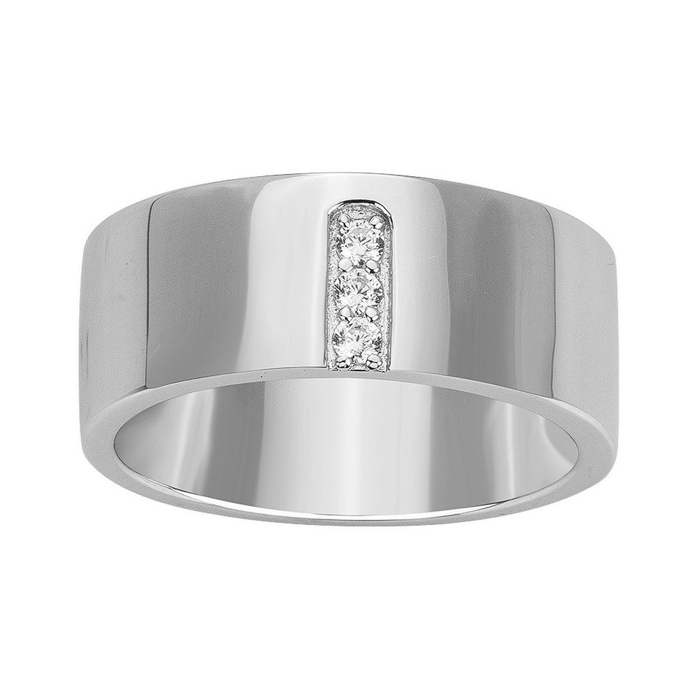 Bague Large Argent et 3 Pierres Blanches