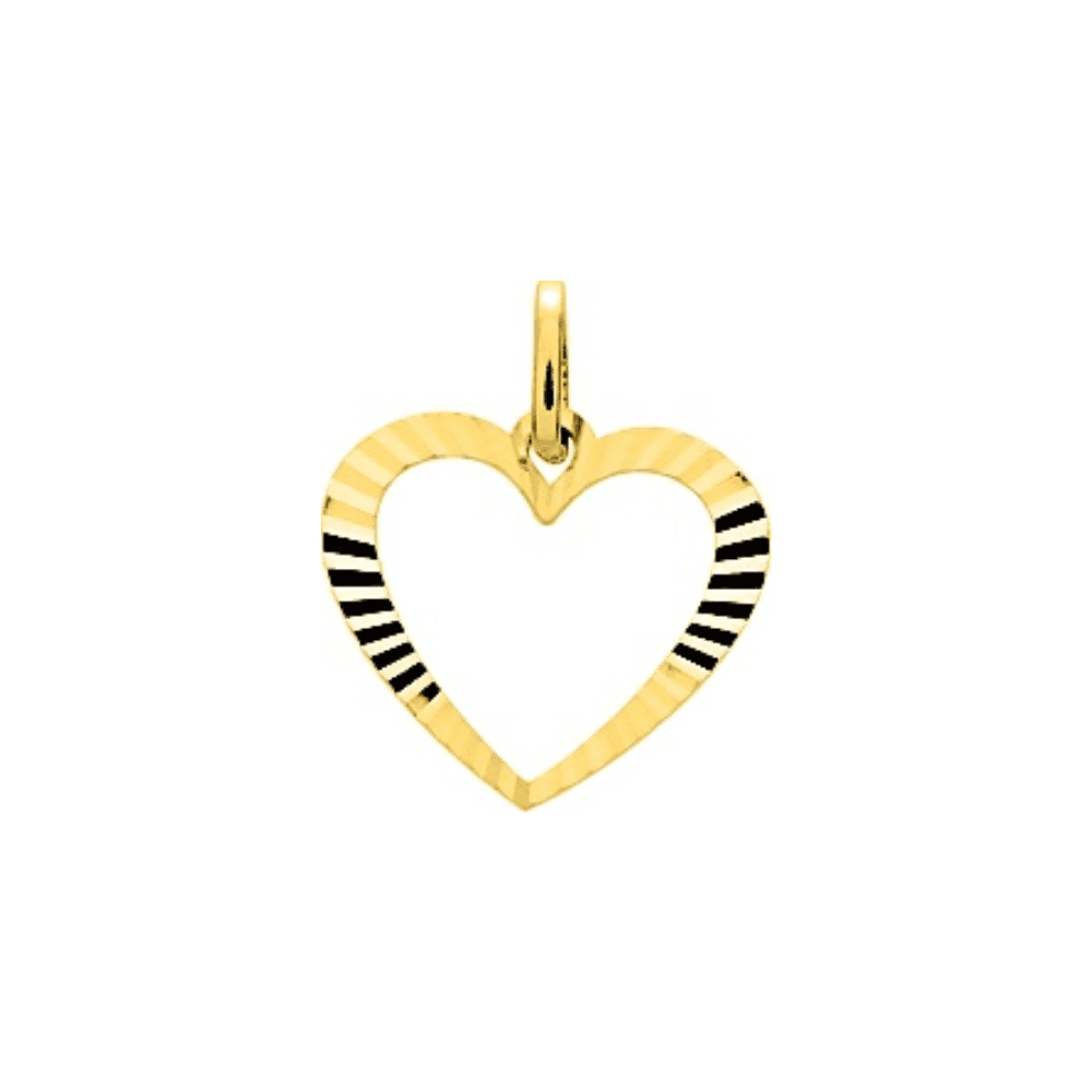 Pendentif Coeur Strié Ajouré Or Jaune