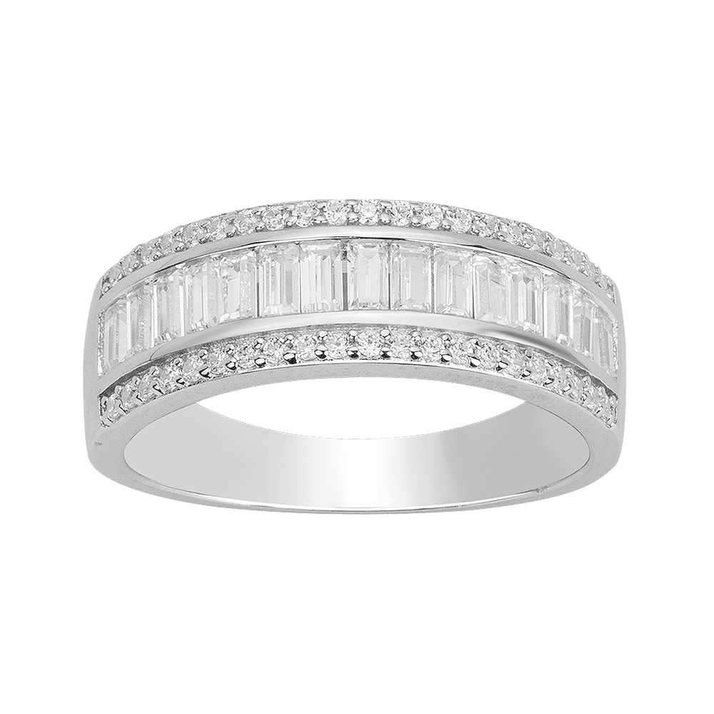 Bague Large Argent Oxydes Baguettes