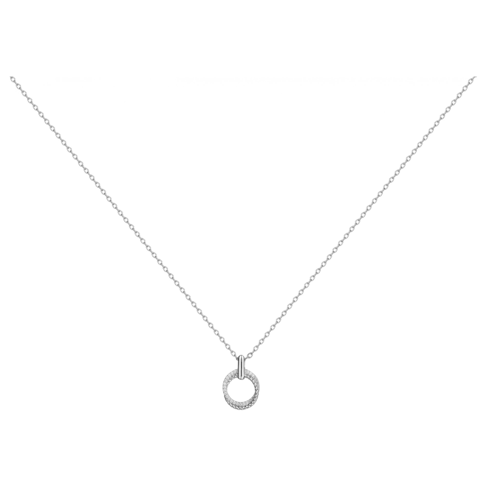 Collier Pendentif Double Anneaux Entrelacés Argent et Oxydes