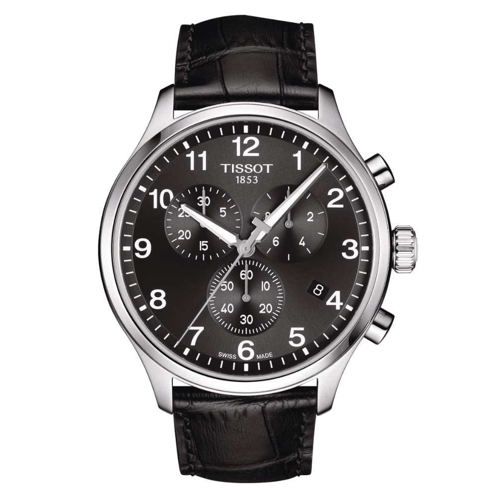 Montre Tissot homme, Chrono XL cadran & cuir noir