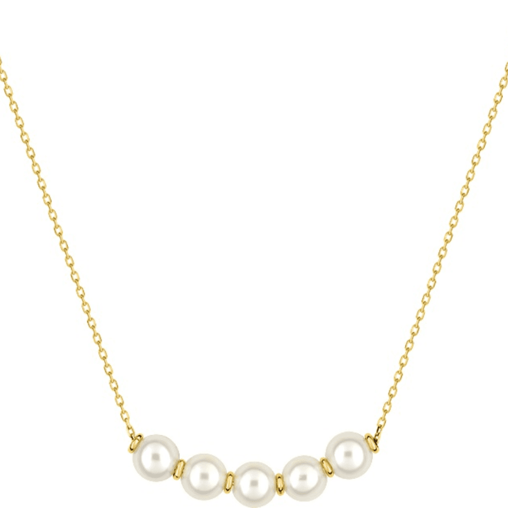 collier 5 perles blanches