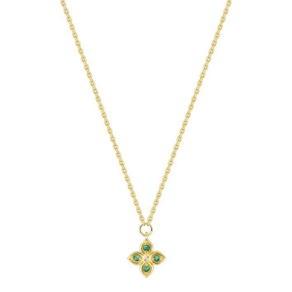 collier fleur emeraudes