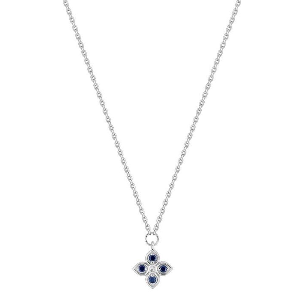 Collier Livia 4 Saphirs et Diamant Or Blanc