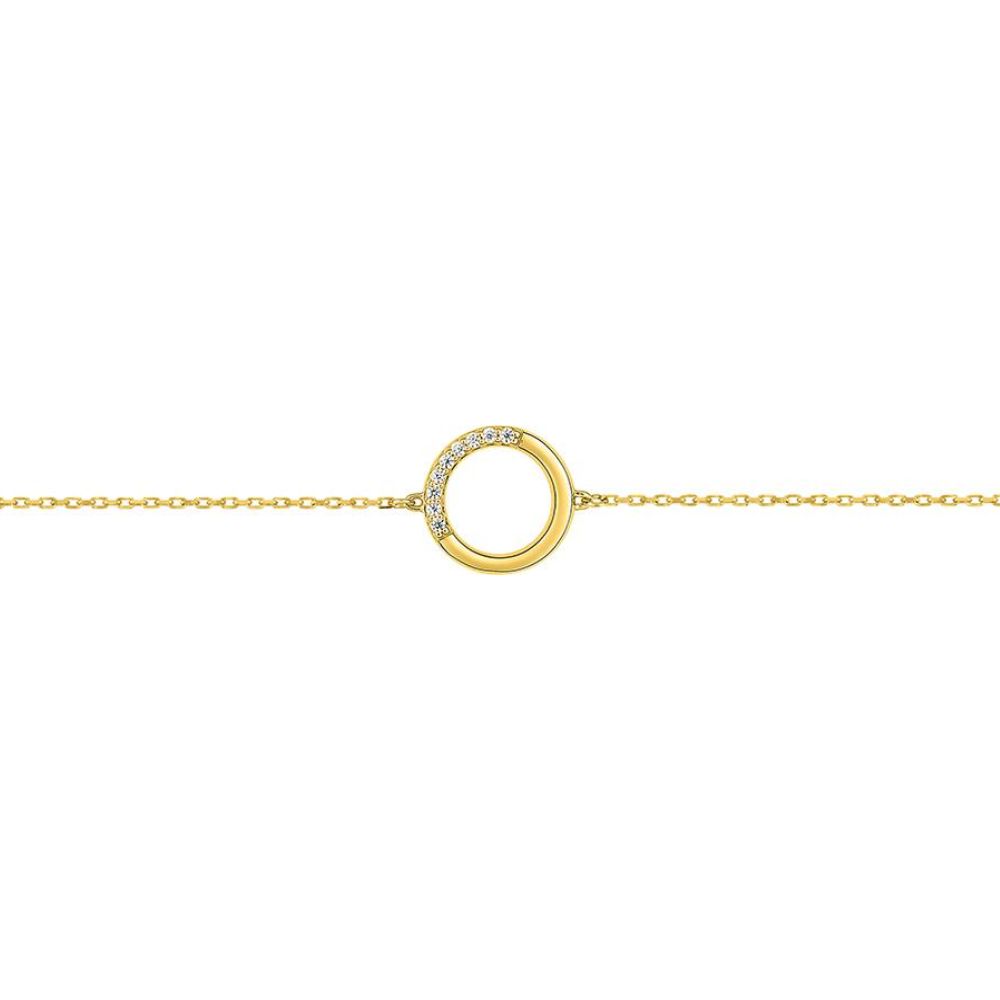 Bracelet cercle ajouré pavé, or jaune, oxydes