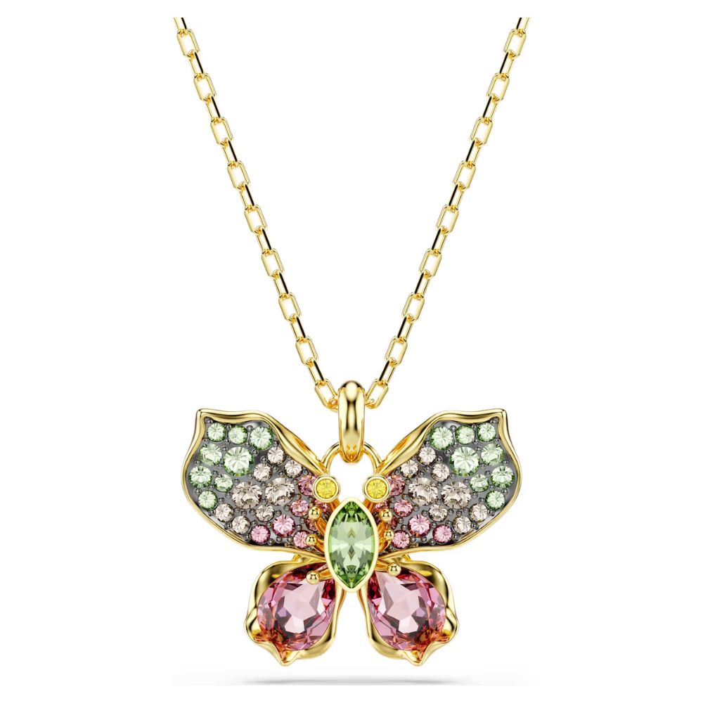 Pendentif Swarovski Idyllia, papillon, doré, multicolore