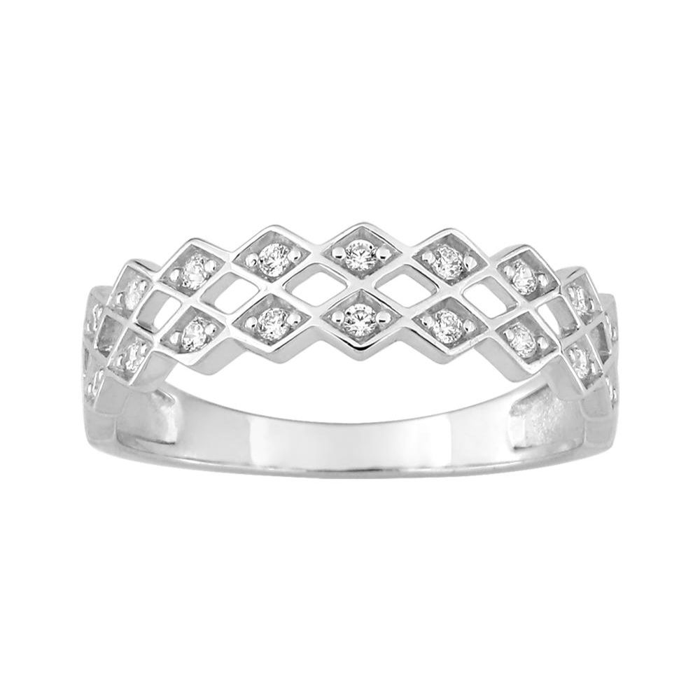 bague double rang ajouré or blanc diamants