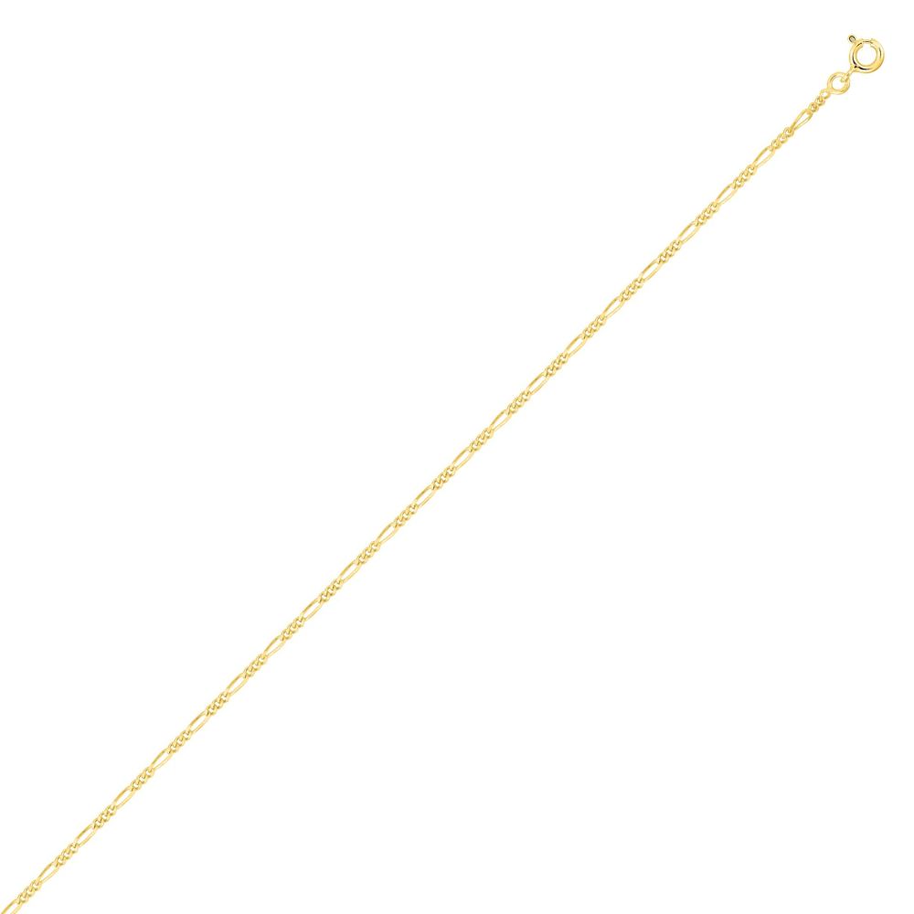 Chaine Maille Cheval Alternée 1x3 Or Jaune - 1.70mm