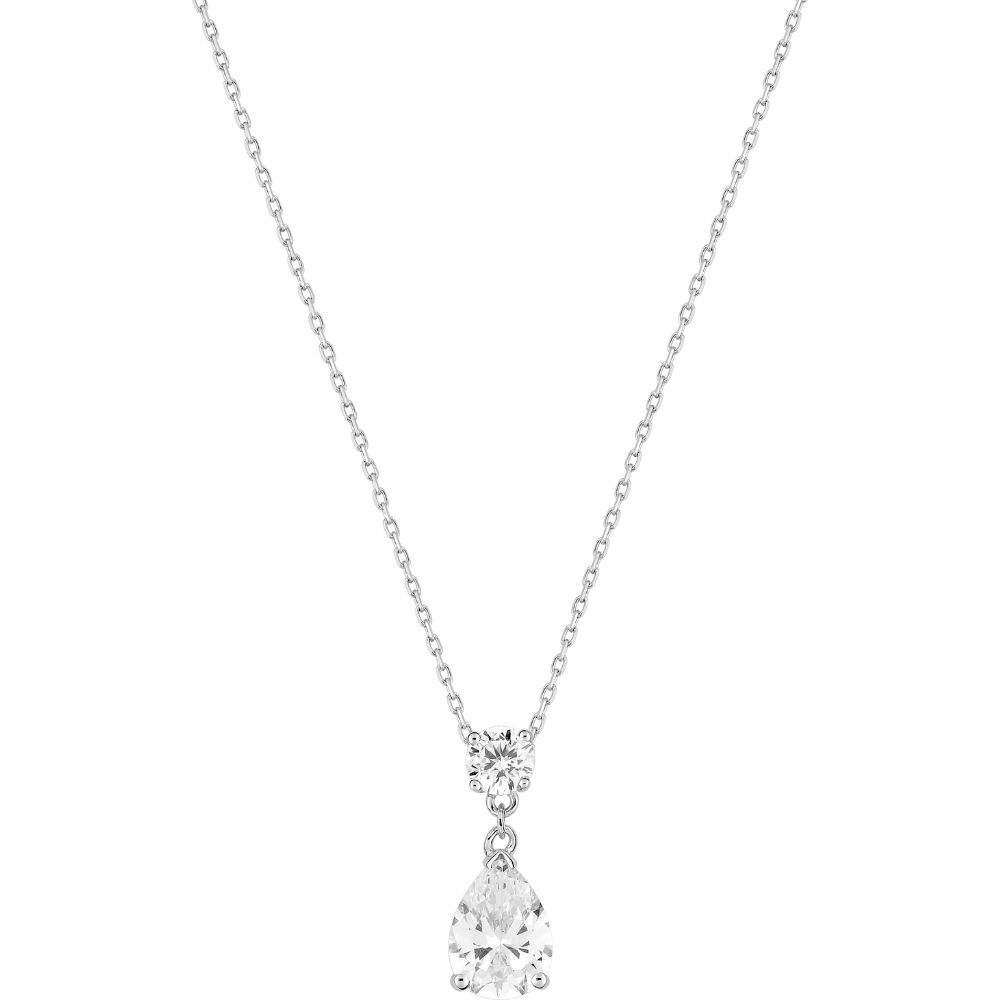Collier en Or Blanc 375 avec Pendentif Goutte et Oxydes de Zirconium