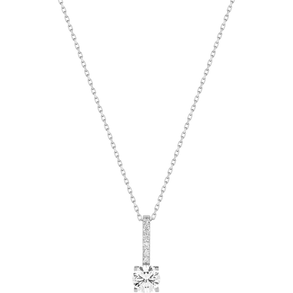 Collier Pendentif Vertical Oxydes En Or Blanc