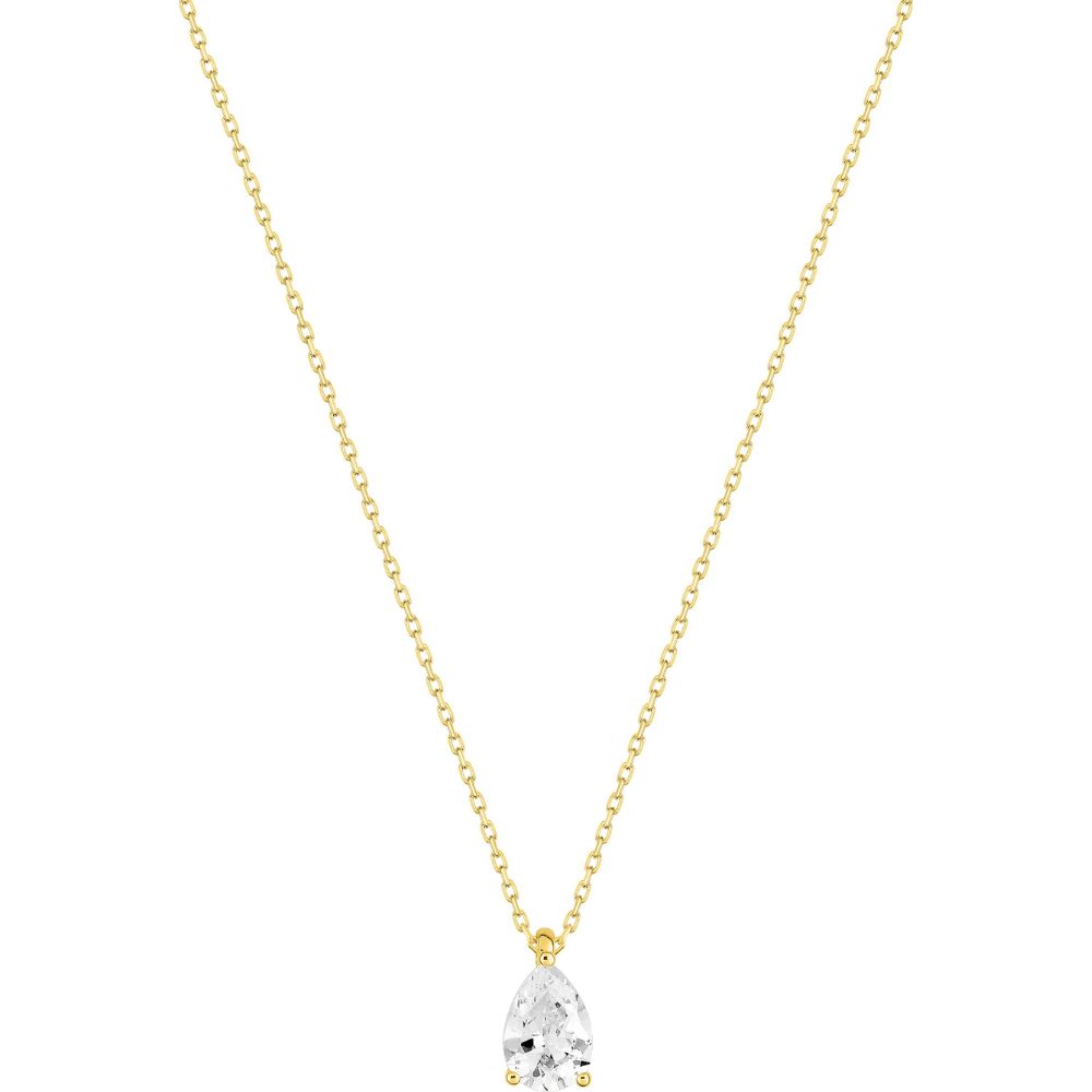 Collier Pendentif Oxyde Taille Poire Or Jaune 9Kt