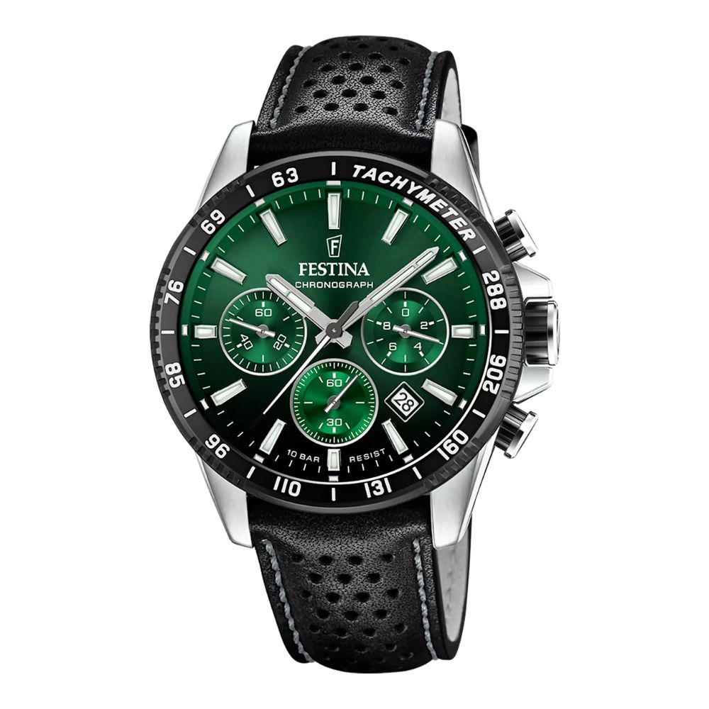 montre chrono homme festina cadran vert