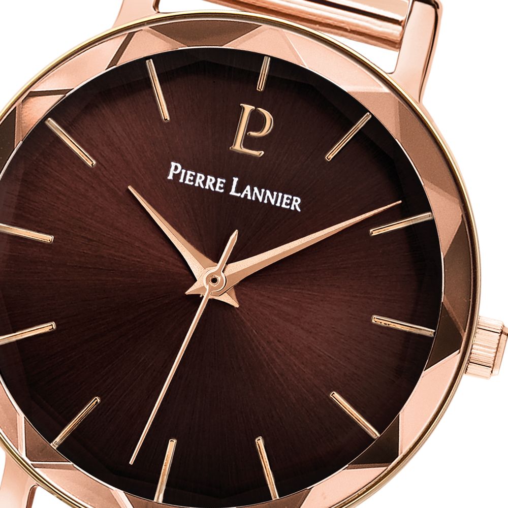 montre-pierre-lannier-multiples-010P988 (2) Montre Pierre Lannier Multiples, cadran marron, acier doré rose – Image 3
