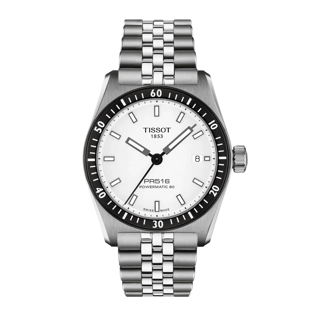 tissot-pr516-cadran-blanc-acier-T1494071103100 montre tissot pr516 auto blanche T1494071103100