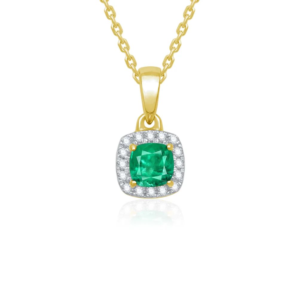 collier-heloise-emeraude-or-jaune Collier emeraude taille coussin entourage diamants, Héloïse, or 18K – Image 3