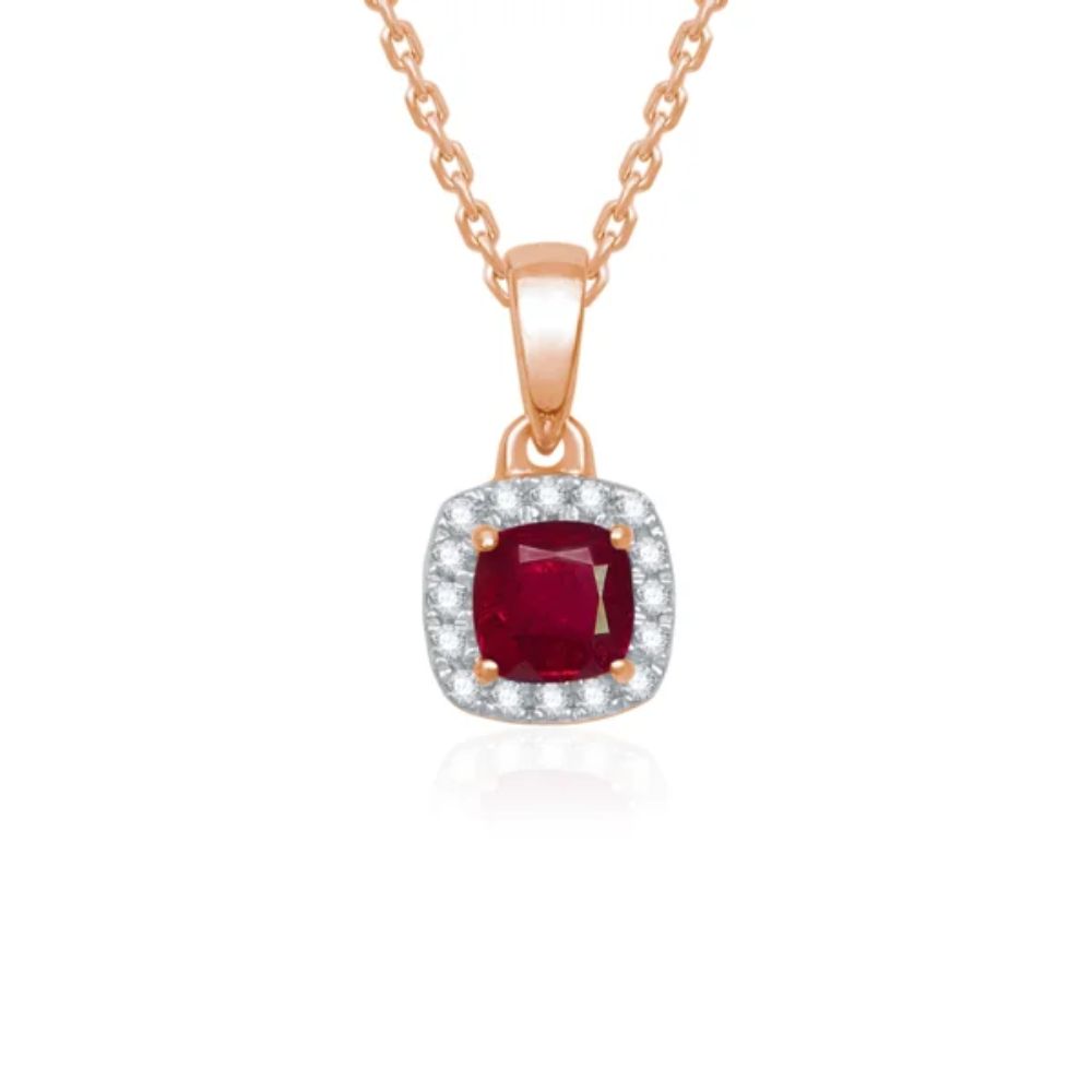 collier-rubis-diamants-heloise-or-rose (2) Collier rubis taille coussin entourage diamants, Héloïse, or 18K – Image 2