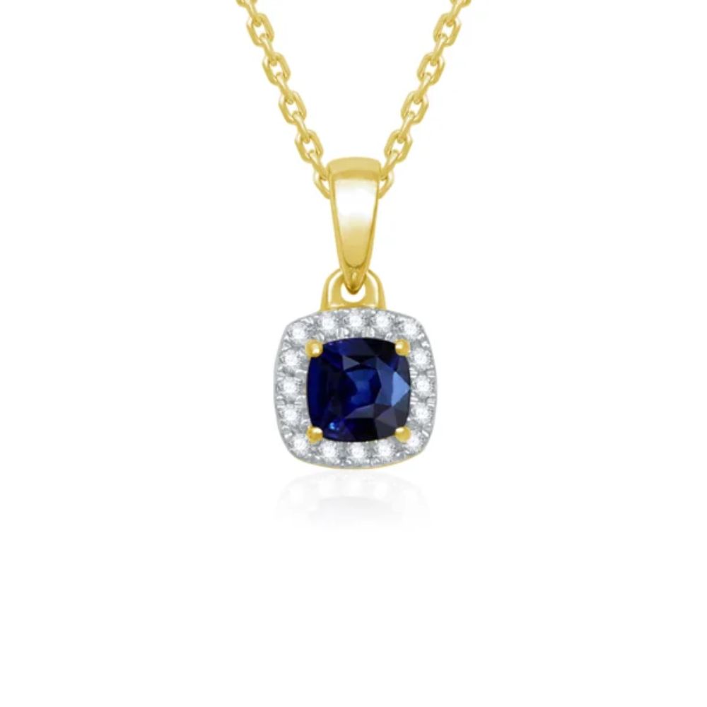 collier avec pendentif saphir et diamant