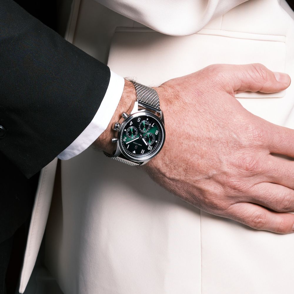 montre-pierre-lannier-aviateur-chrono-cadran-vert-257H171 (2) Pierre Lannier Aviateur, cadran vert multifonctions, acier, quartz – Image 4
