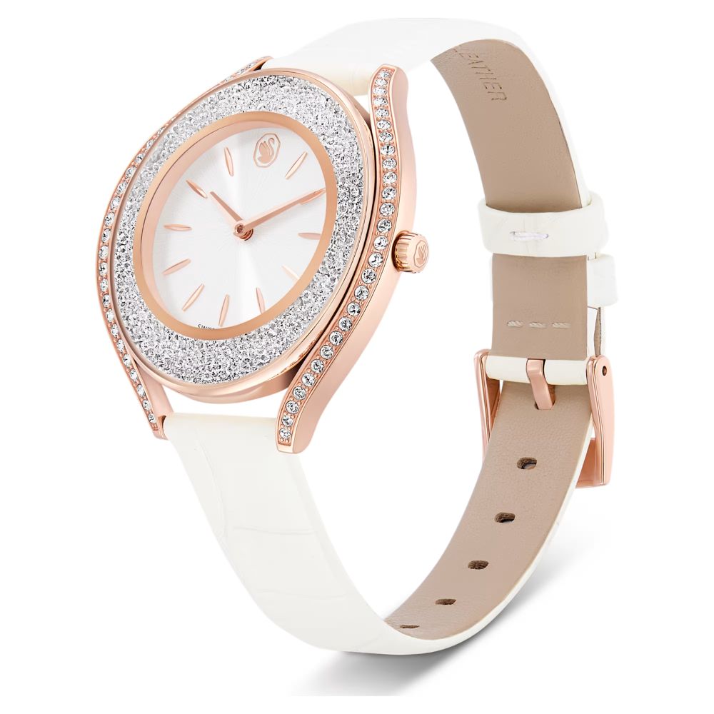 montre-swarovski-crystalline-aura-rose-cuir-blanc-5730146 (2) Swarovski Crystalline Aura, cuir blanc, rose, quartz – Image 4
