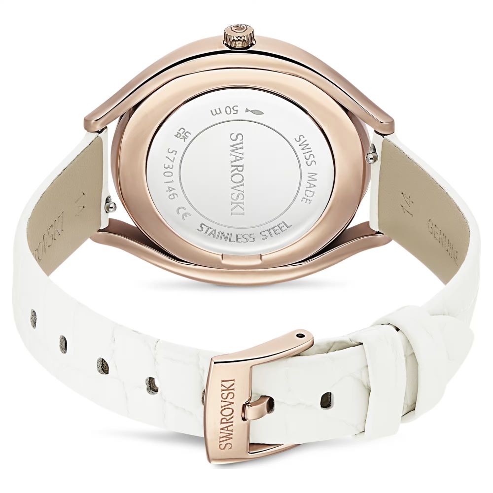 montre-swarovski-crystalline-aura-rose-cuir-blanc-5730146 (3) Swarovski Crystalline Aura, cuir blanc, rose, quartz – Image 5