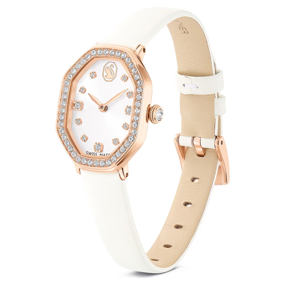montre-swarovski-dextera-octagon-rose-cuir-blanc-5730208 (2) Swarovski Dextera Octagon, cadran gris, acier rose, quartz – Image 4