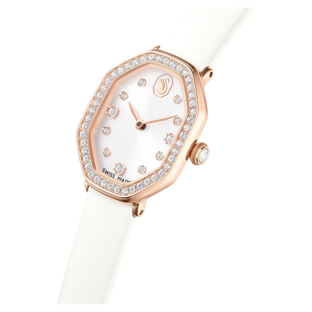 montre-swarovski-dextera-octagon-rose-cuir-blanc-5730208 (4) Swarovski Dextera Octagon, cadran gris, acier rose, quartz – Image 6