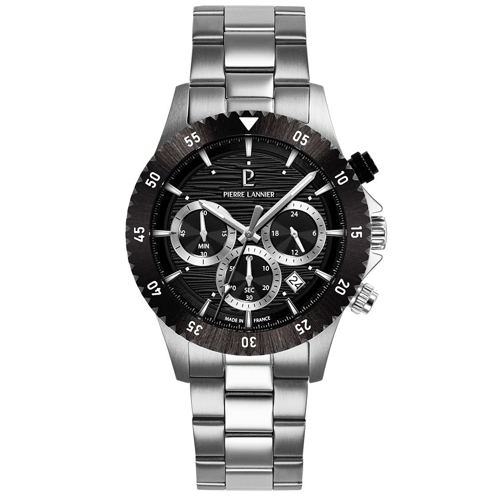 montre pierre lannier chrono cadran noir